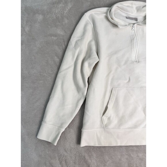 Everlane Textured Cotton 1/2 Zip Sweatshirt Mens Size Medium Ivory Office Golf - Picture 3 of 8